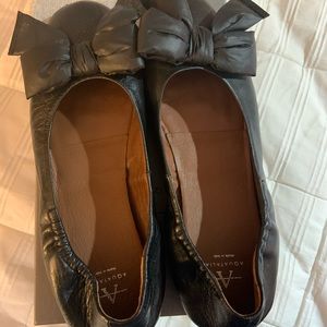 Aquatalia womens  Loafer Shoes leather weatherproof w/ Bow detail sz 6 black